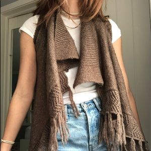 Brown fringe sweater vest